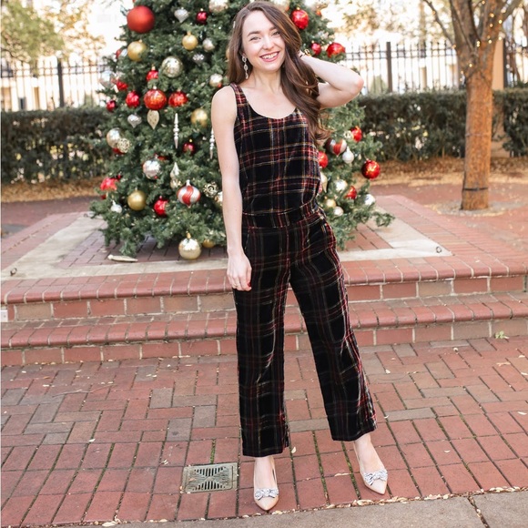 Jcrew Stewart Plaid Velvet Pants sz 00 Holiday Christmas Fall Career - Picture 8 of 11